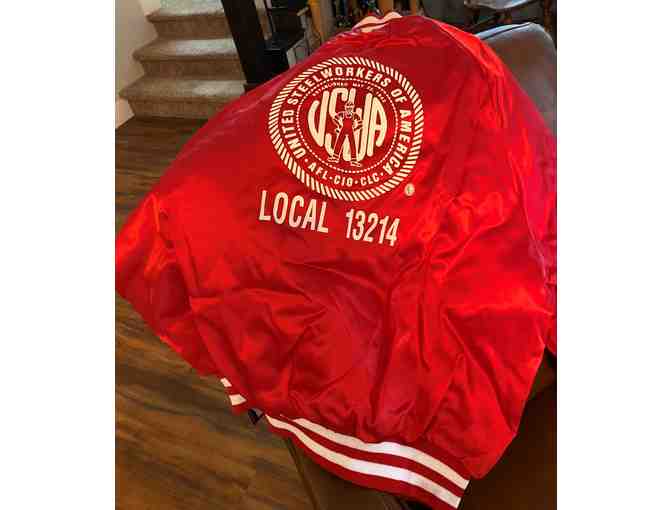 Vintage Red Satin Commemorative Baseball USW Jacket