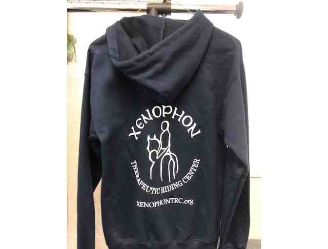 1 Xenophon Navy Blue Zip-up Hooded Sweatshirt (buyer chooses size)