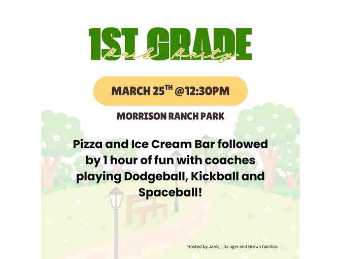 1st Grade Pizza + Ice Cream Park Party! - Photo 1