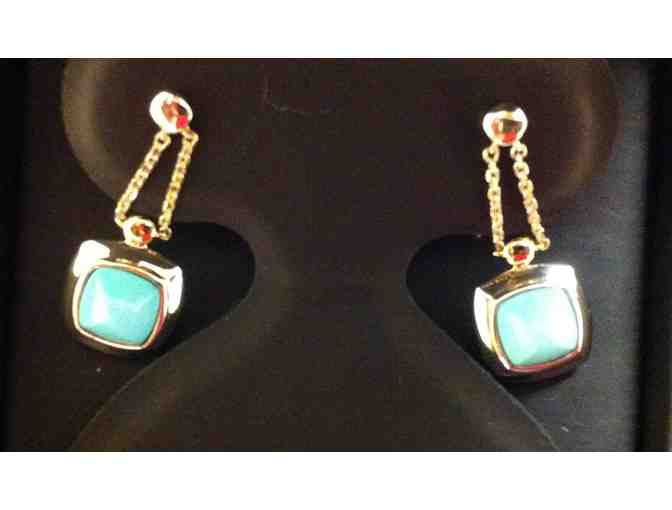 Camelot Jewelers 18kt Gold & Sterling Silver Designer Turquoise Earrings