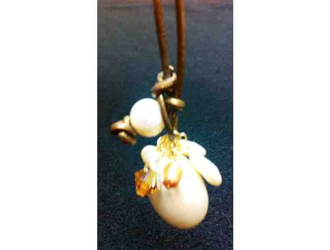 Handmade Mother of Pearl, Swarovski Crystal and Pendant Necklace and Matching Bracelet