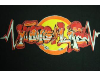 Black Hamilton YL T-shirt with custom art work - L