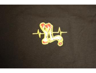 Black Hamilton YL T-shirt with custom art work - L