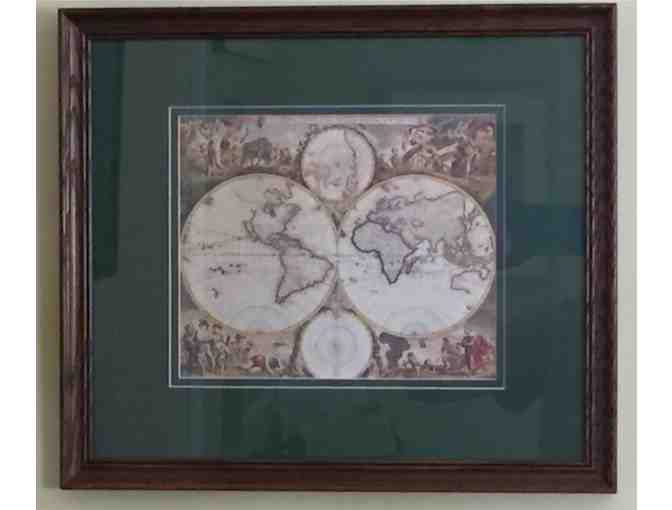 World Maps with Wooden Frames - 2 Prints