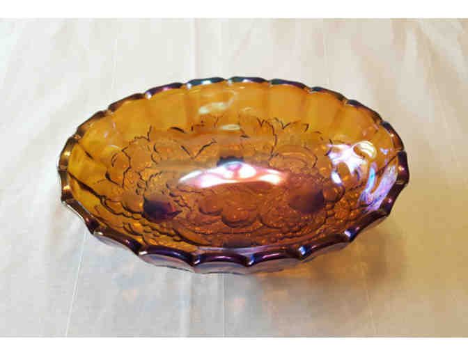Vintage Gold Irridescent Carnival Glass Fruit Bowl