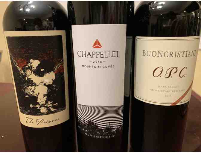 Red Wine Trio.  2016-The Prisoner, 2013-Buoncristiani O.P.C, & 2016 Chappellet