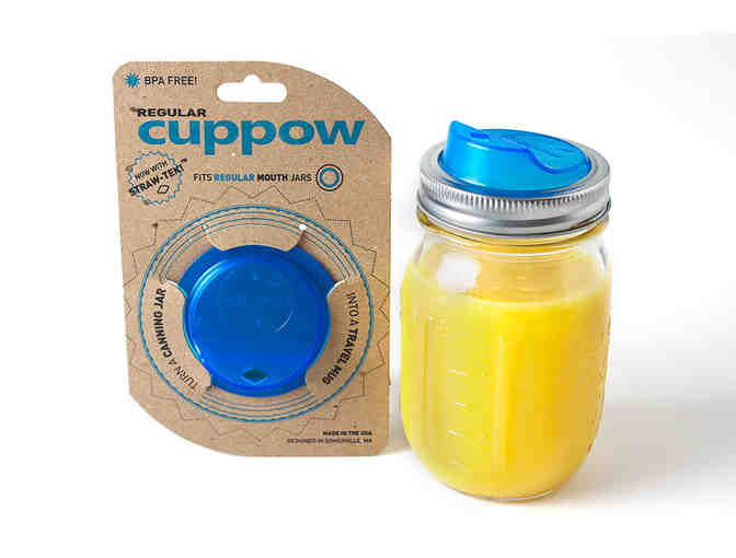 Cuppow Blue Canning Jar Drinking Lid and Pint Jar