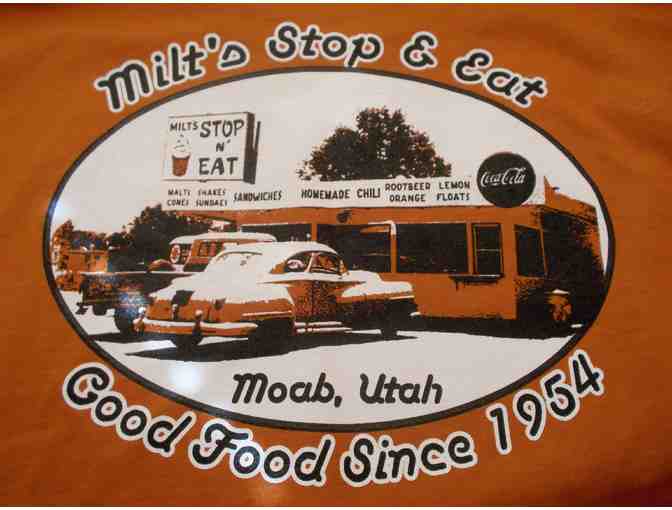 Milt's Stop & Eat Burnt Orange T-Shirt, Large Unisex