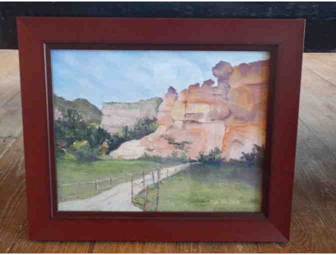 Framed Original Pastel Piece 'Slot Canyon Road' by Margie Lopez Read