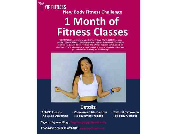 1-month unlimited Zoom Fitness Classes with Stacy Yip
