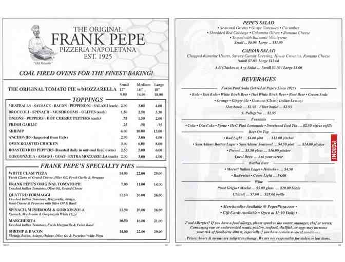 Frank Pepe's Napoletana Pizzeria - $25 Gift Card - Photo 3