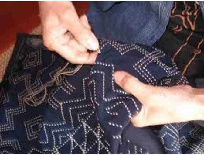 Authentic Sashiko Pillow Made by local Artist Marico Chigyo 13' x 13'