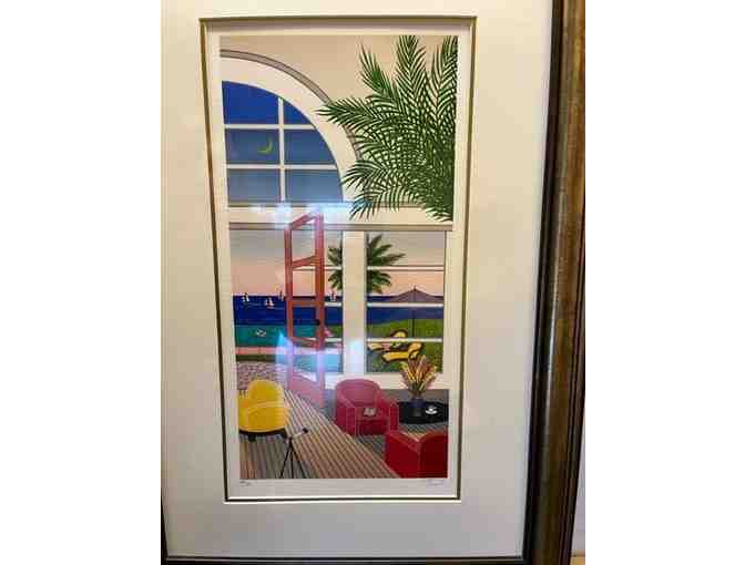 Signed Serigraph 'Pool House in Palm Beach' by Fanch Ledan