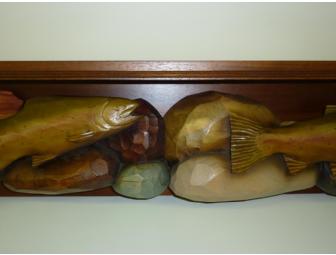 Hand Carved Trout Mantle Shelf