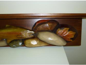 Hand Carved Trout Mantle Shelf