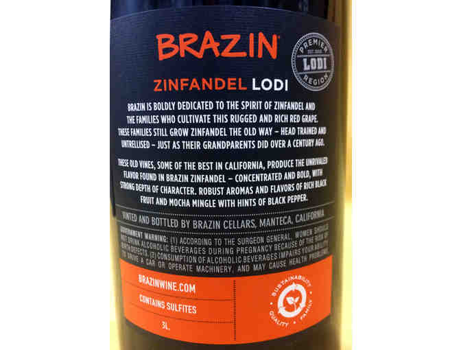 2012 Brazin Cellars, Old Vine Zinfandel, Lodi. 3L Bottle