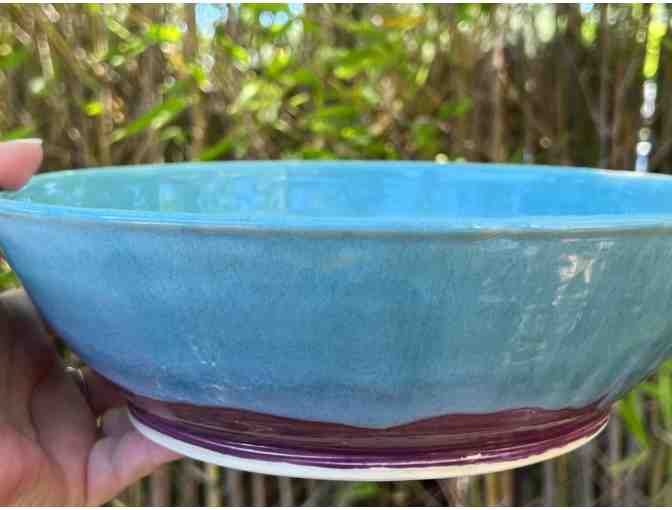 Ceramic Bowl-Blue, Purple, White - Photo 1
