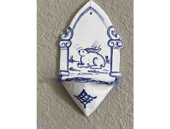 Italian Ceramic Handpainted Rabbitt wall hanging catch-all dish